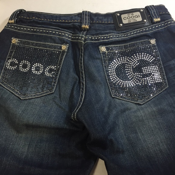 Coogie Bling Embellished Straight Leg Jeans Dark Faded Wash SZ 5/6 - Picture 4 of 14